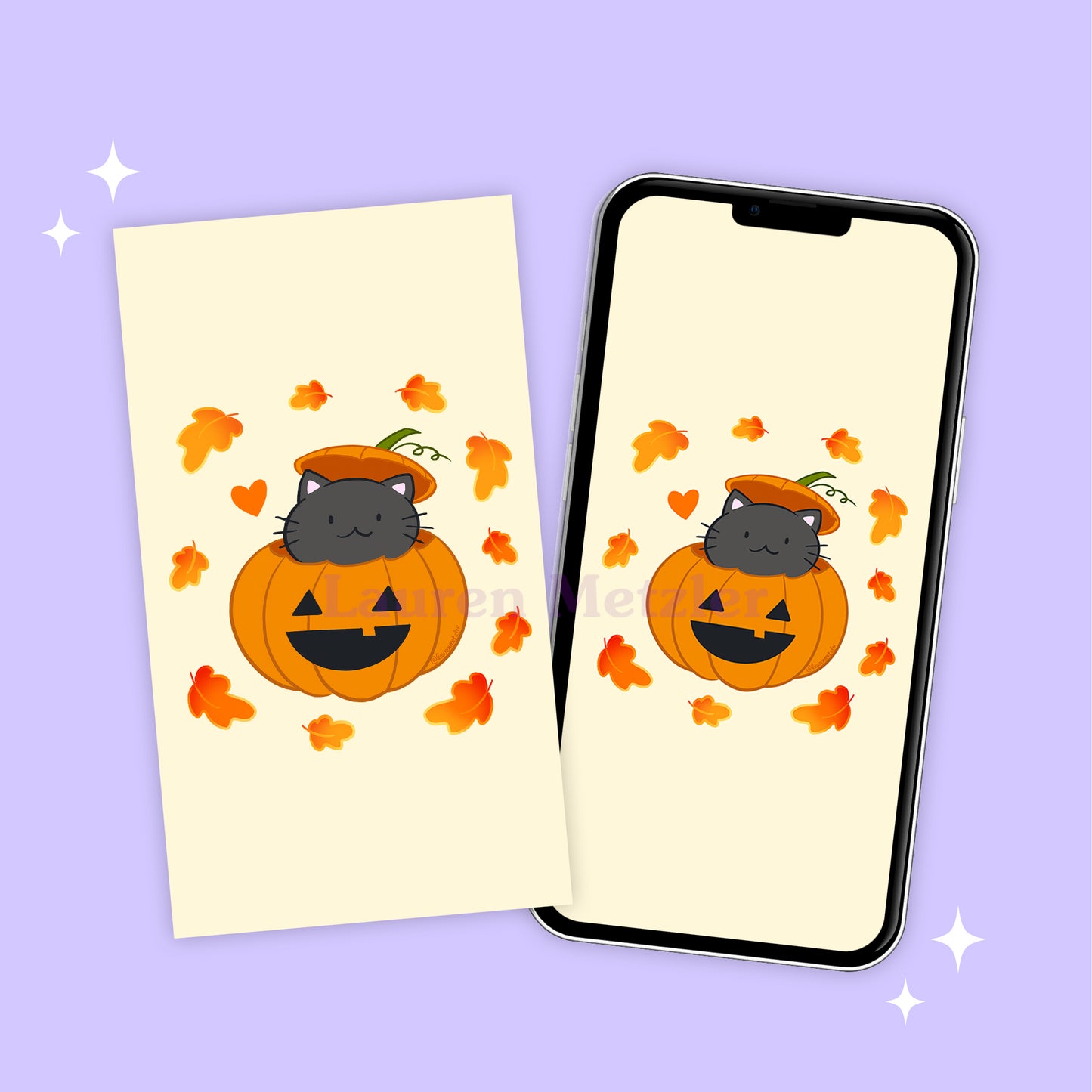 Butternut the Pumpkin Kitty Phone Wallpaper - Digital Download