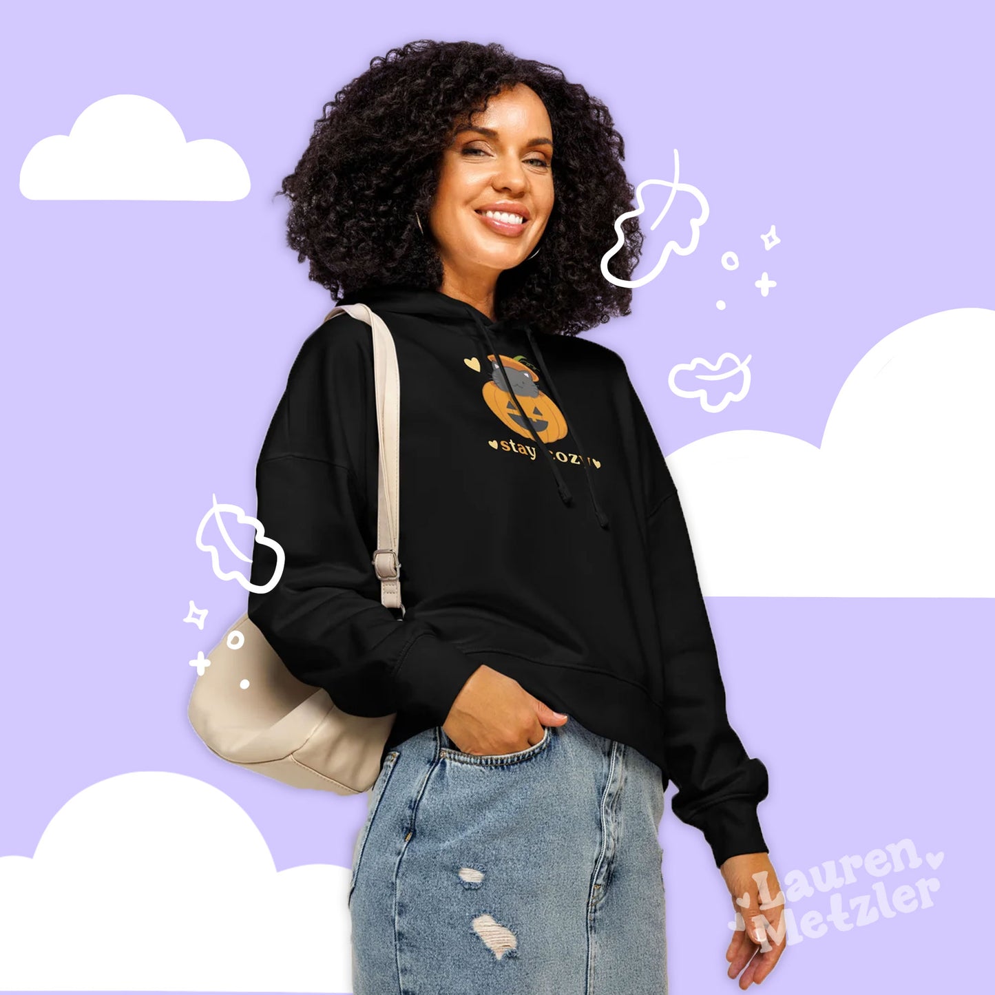 Stay Cozy Pumpkitty Women’s organic mid-weight hoodie