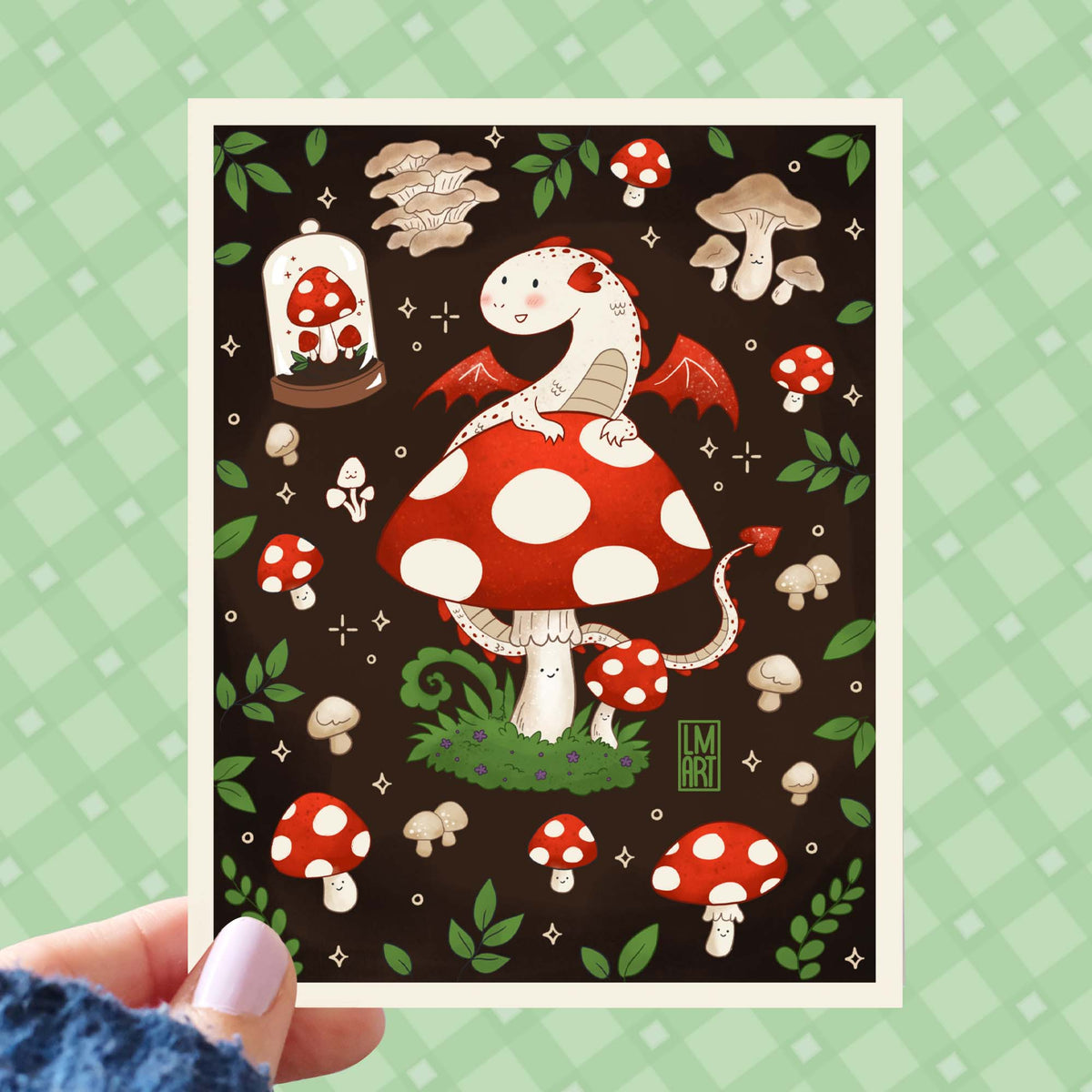 Mushroom Dragon Art Print (A6)