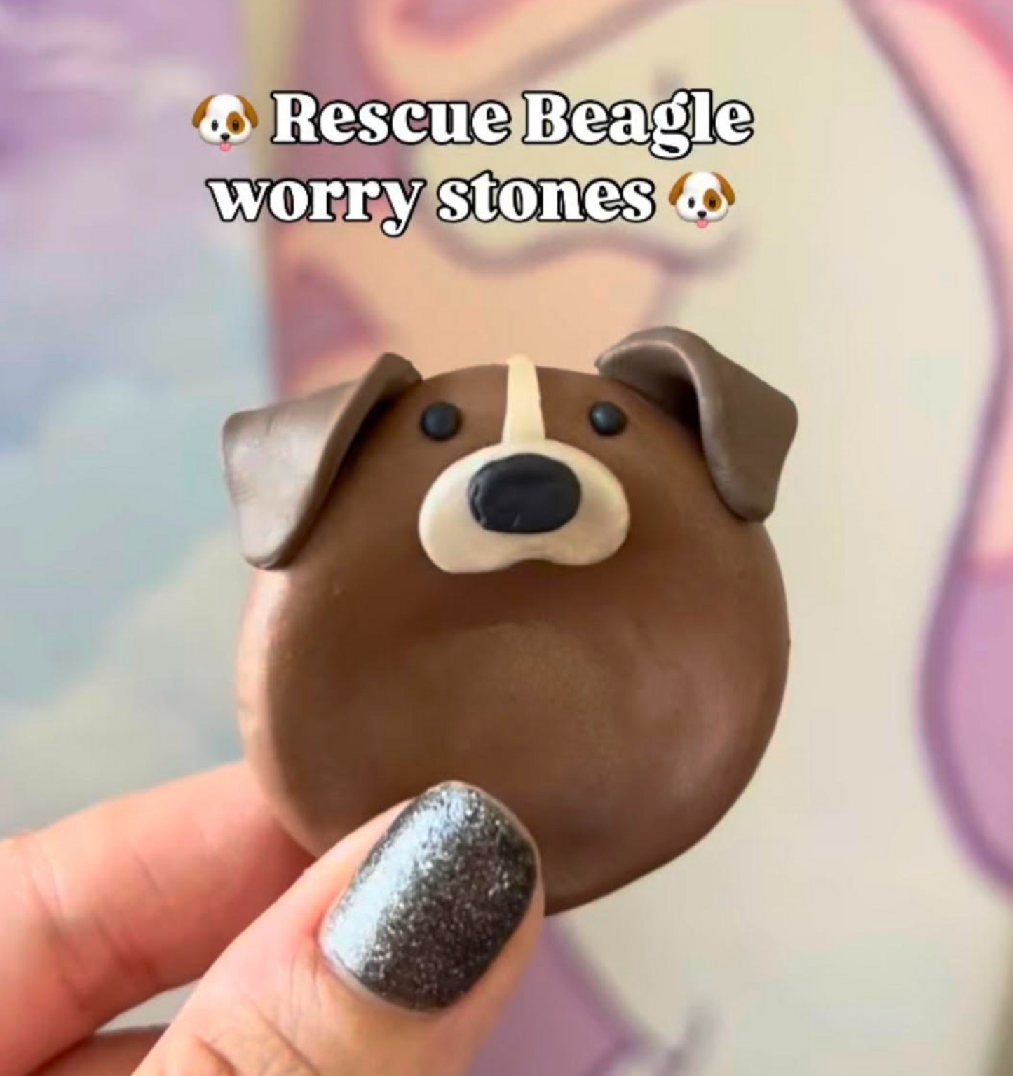 Rescue Beagle Polymer Clay Worry Stone