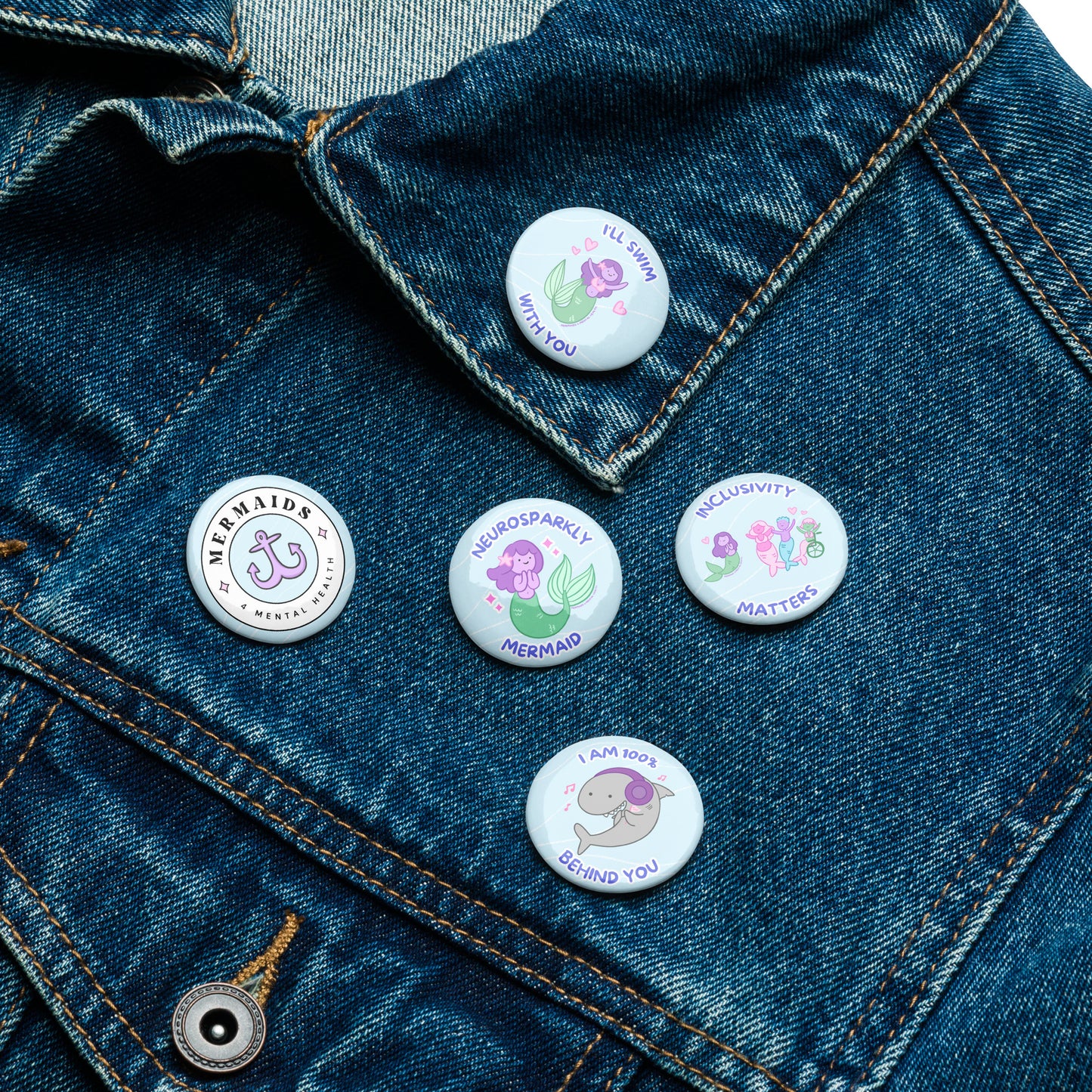 Mermaids 4 Mental Health Pins