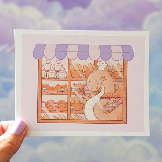 Bakery Dragon Art Print (A6)