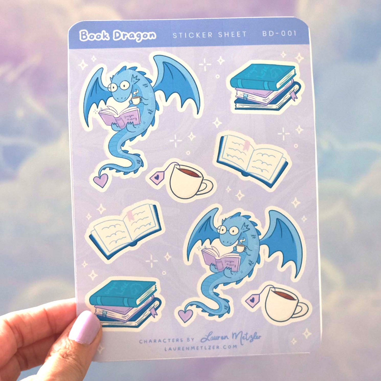 Book Dragon Sticker Sheet