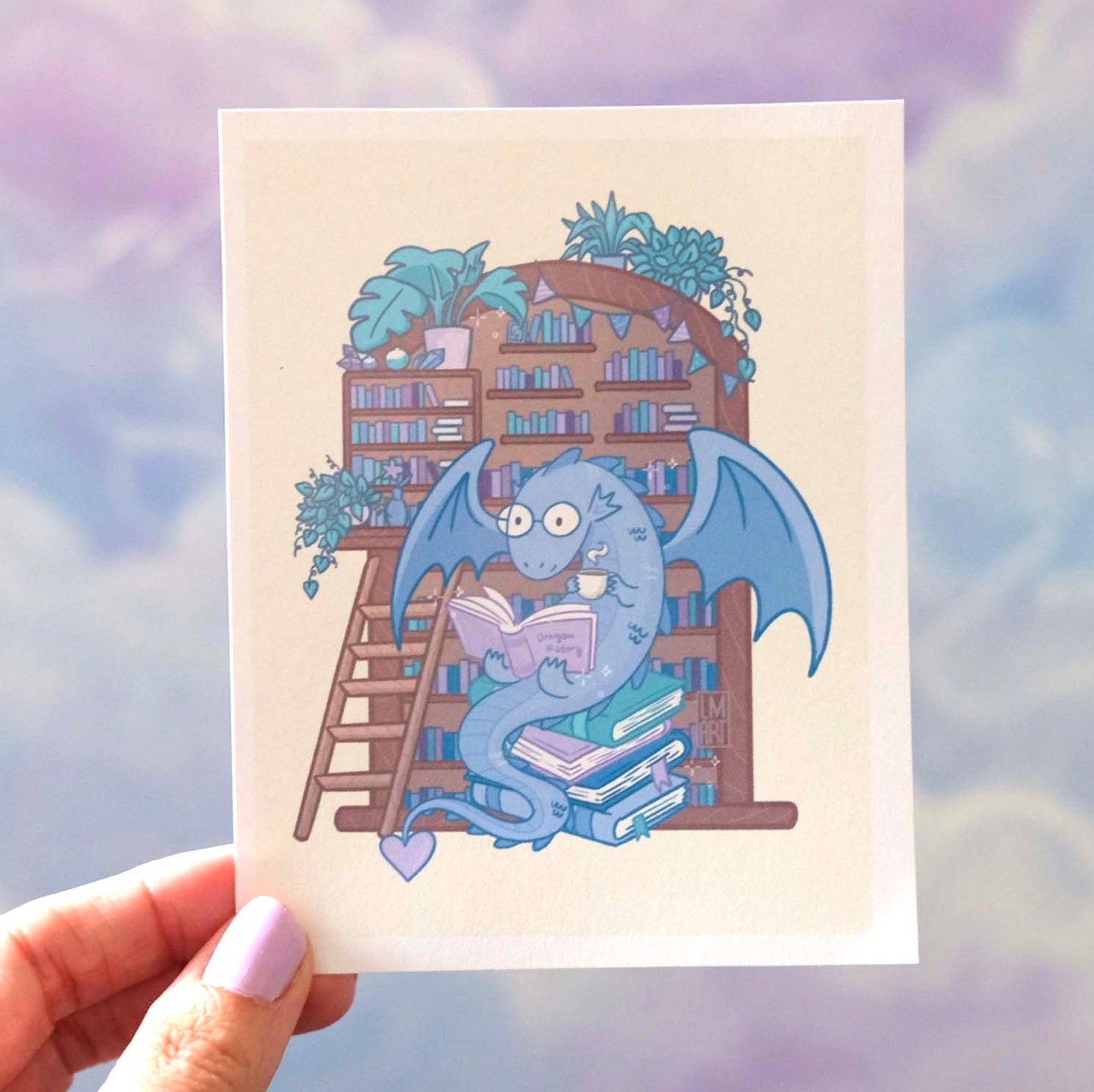 Book Dragon Art Print (A6)