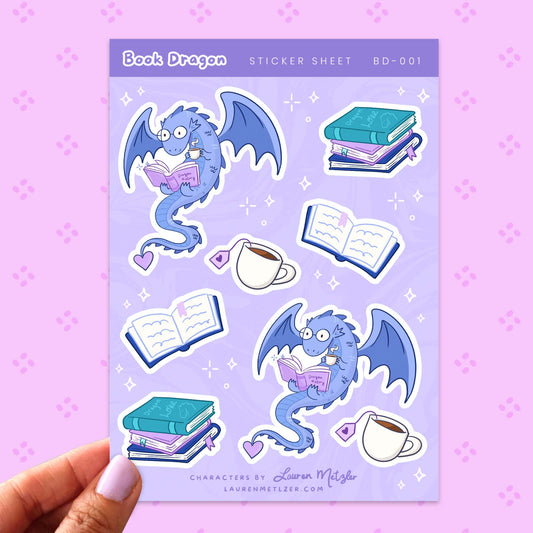 Book Dragon Sticker Sheet
