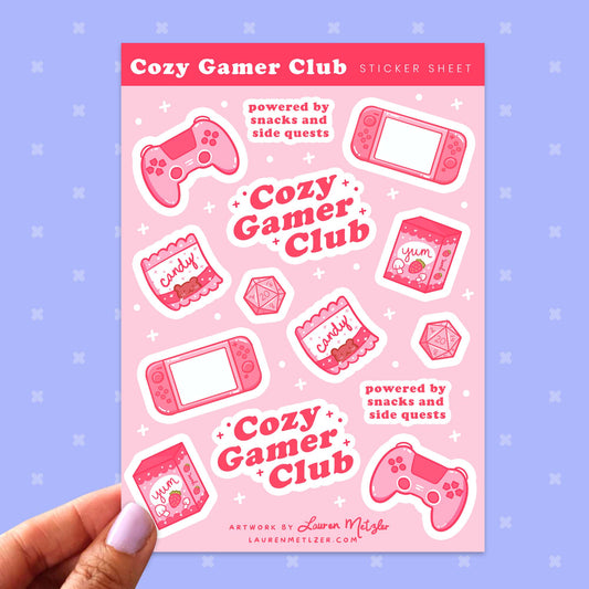 Cozy Gamer Club Sticker Sheet