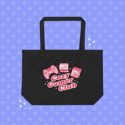 Cozy Gamer Club - Large organic tote bag