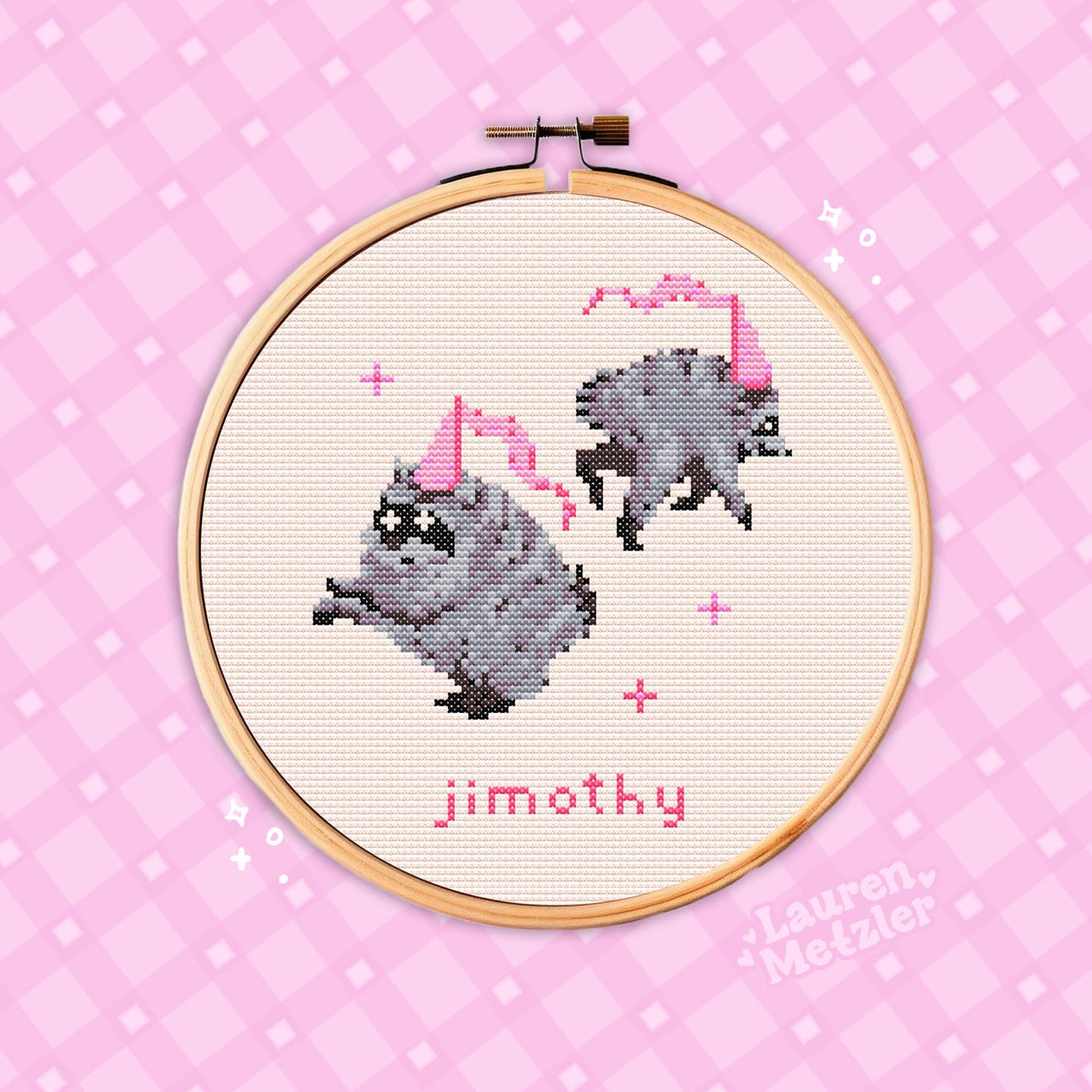 Jimothy Cross Stitch Pattern PDF | Cozy Jimothy the Racoon Embroidery Design