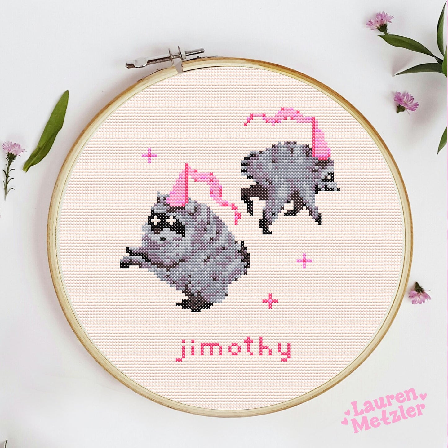 Jimothy Cross Stitch Pattern PDF | Cozy Jimothy the Racoon Embroidery Design