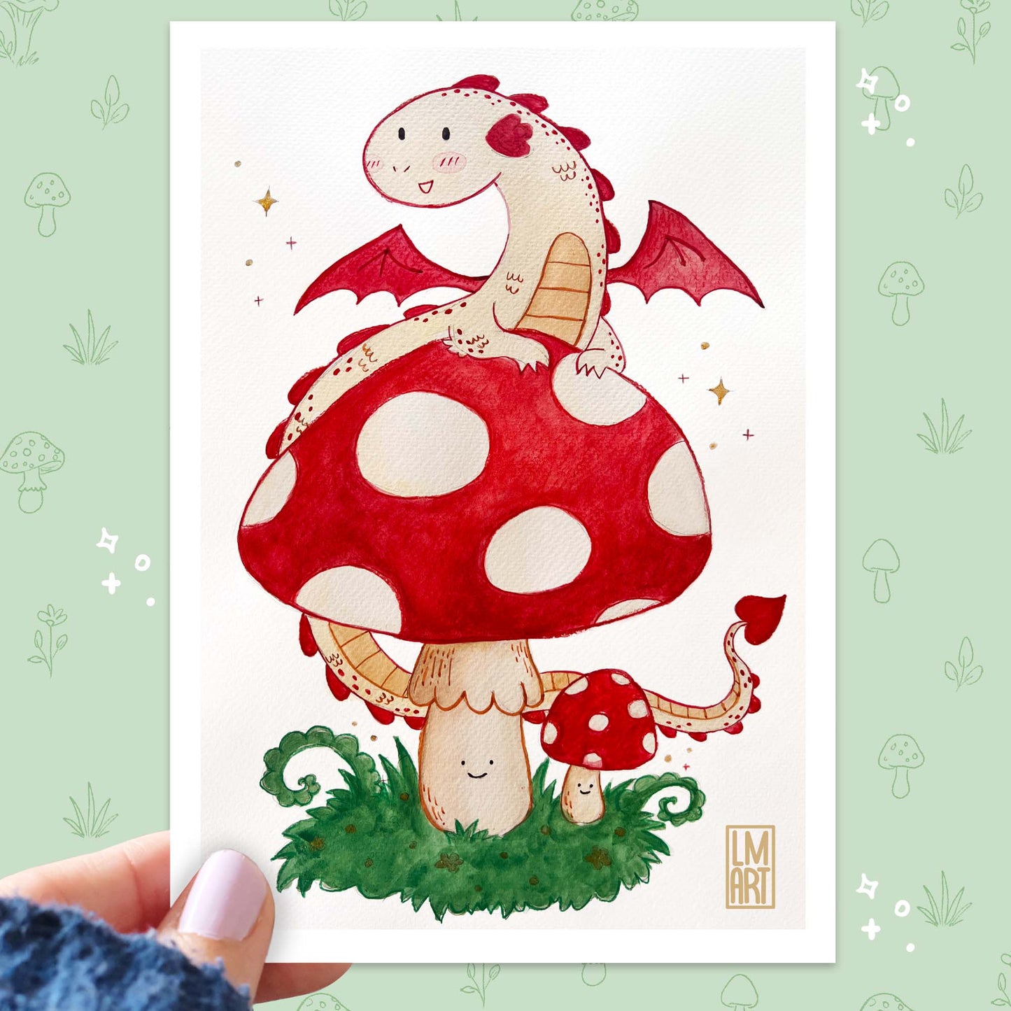 Mushroom Dragon - Original Watercolour Painting
